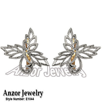 14k Two-Tone Gold Design Earrings E1044