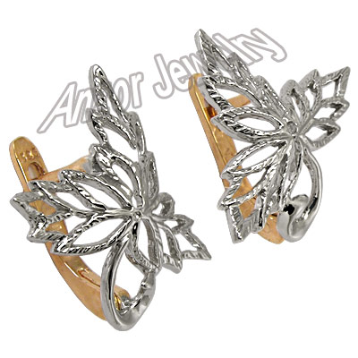 14k Two-Tone Gold Design Earrings E1044