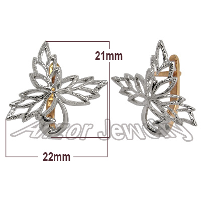 14k Two-Tone Gold Design Earrings E1044