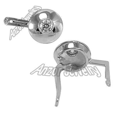 Russian Style 14k Gold Diamond Earrings 585 E1034