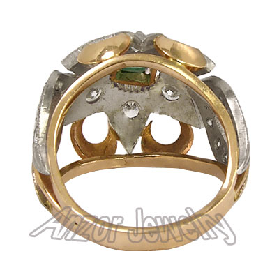 Russian Style 14k Gold Diamond & Emarald Ring R1567 Russian Style 14k Gold Diamond & Emarald Ring R1567