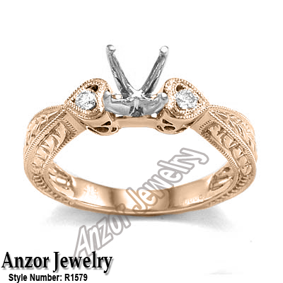 14k Rose Gold Semi-Mount Diamond Ring R1579 14k Rose Gold Semi-Mount Diamond Ring R1579