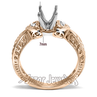 14k Rose Gold Semi-Mount Diamond Ring R1579 14k Rose Gold Semi-Mount Diamond Ring R1579