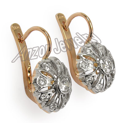 Russian Style Genuine Diamond Earrings 585 E1037