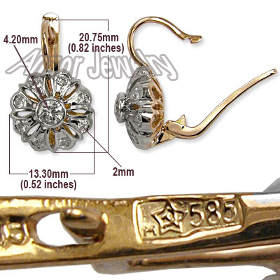 Russian Style Genuine Diamond Earrings 585 E1037