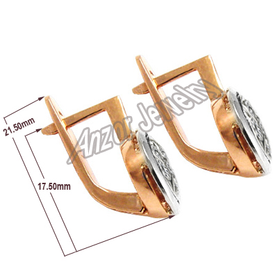 Russian Style Diamond Earrings 14k Rose Gold 585 E1039