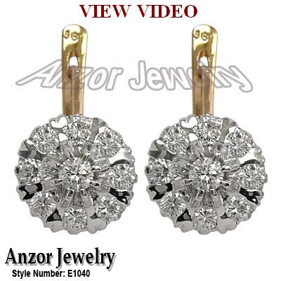 old Russian style Diamond Malinka Earrings  585 E1040