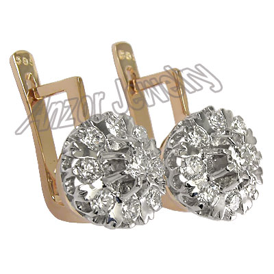 old Russian style Diamond Malinka Earrings  585 E1040