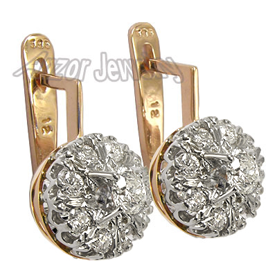 Russian Vintage Style malinka diamond earrings 585 E1046