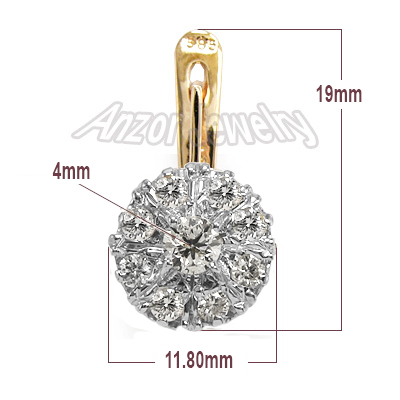 Russian Vintage Style malinka diamond earrings 585 E1046