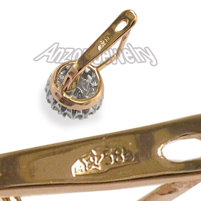 Russian Vintage Style malinka diamond earrings 585 E1046