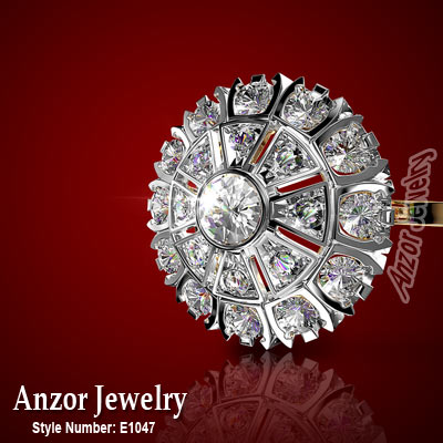 Russian Style Diamond Malinka Earrings 585 14K Gold  #E1047