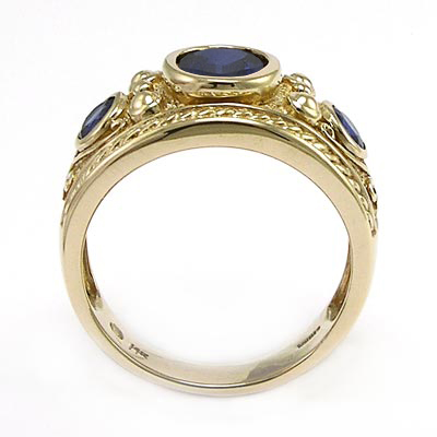 14k Gold Genuine Ceylon Sapphire Men's Ring #R1570
