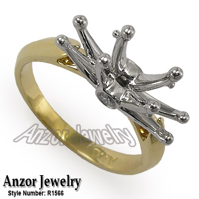 14k Two-Tone Gold Diamonds Engagement Setting Ring R1566