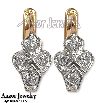 Russian Style Drop Diamond Earrings 585 E1053