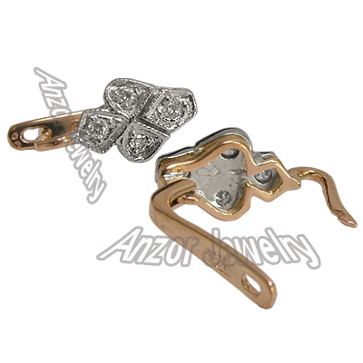 18k Rose Gold Diamond Earrings Russian Jewelry E1054