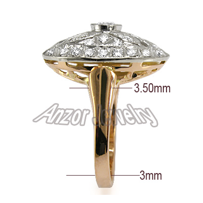 Russian Jewelry 14k Rose & White Gold Diamond Ring R1585