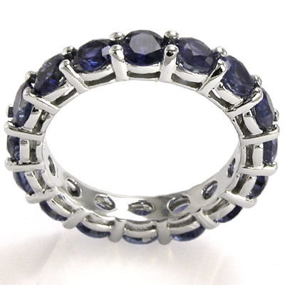 Blue Ceylon Sapphire Wedding band 14k Gold R1591