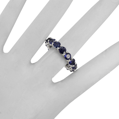 Blue Ceylon Sapphire Wedding band 14k Gold R1591