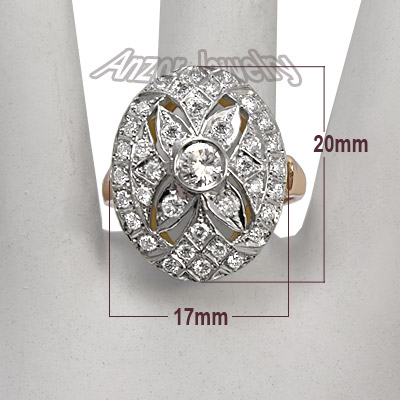 Russian Jewelry 14k Rose & White Gold Diamond Ring R1593