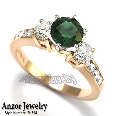 Chrome Russian Diopside Diamond Ring 14k R1594