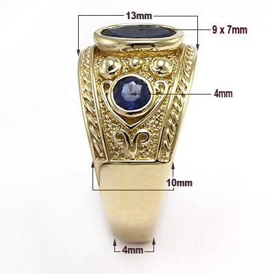 Men's Ring Genuine Ceylon Sapphire 10k Gold R1603