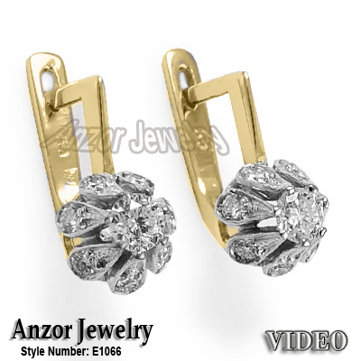 14k Diamond Russian Earrings F SI1 E1066