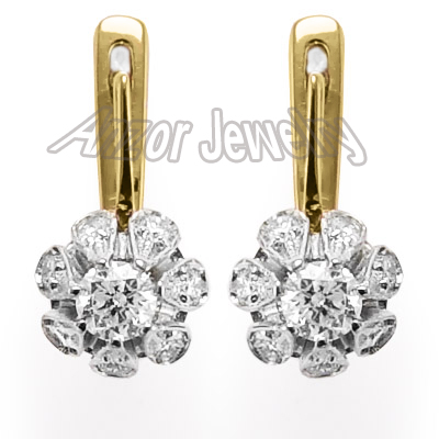 14k Diamond Russian Earrings F SI1 E1066