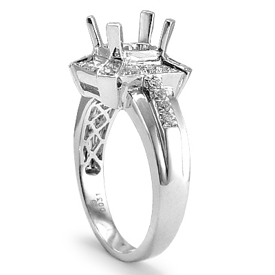 14k White Gold Diamond  Ring Setting R1614 14k White Gold Diamond  Ring Setting R1614