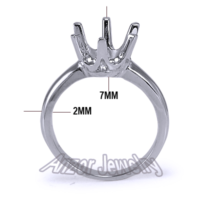 Six-Prong Knife Edge Ring Mounting 14K R1596