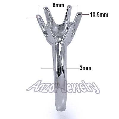 Six-Prong Knife Edge Ring Mounting 14K R1596