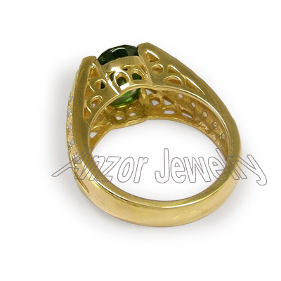 Men's Green Tourmaline & Diamond Ring 14K R1602