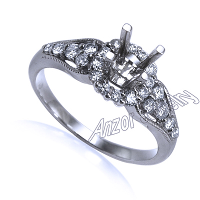 14k White Gold Diamond Ring Setting R1841
