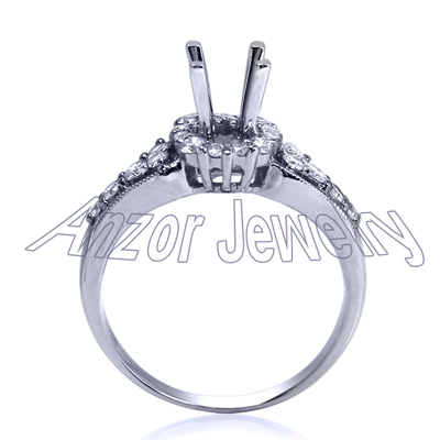 14k White Gold Diamond Ring Setting R1841