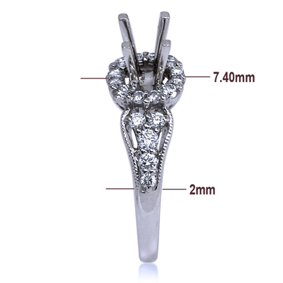 14k White Gold Diamond Ring Setting R1841