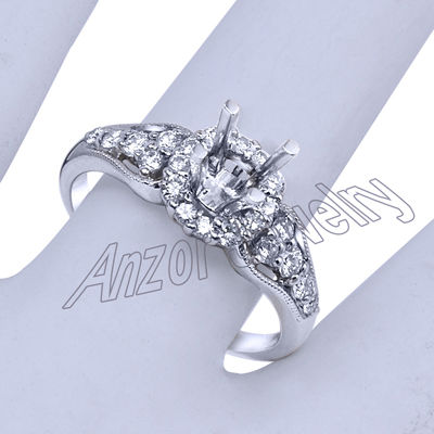 14k White Gold Diamond Ring Setting R1841