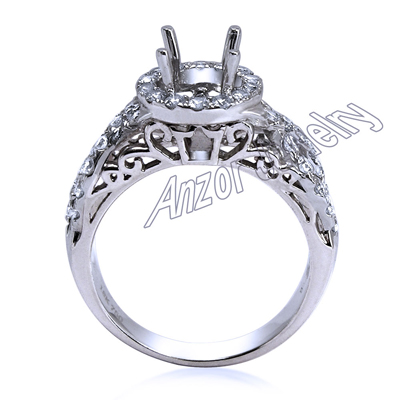14k White Gold Diamond Ring Setting R1843