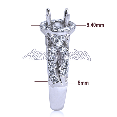 14k White Gold Diamond Ring Setting R1843