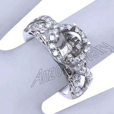 14k White Gold Diamond Ring Setting R1843