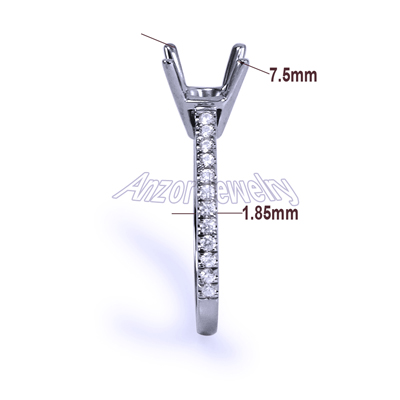 Cutdown Pave Diamond setting ring in 14k gold R1611