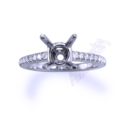 Cutdown Pave Diamond setting ring in 14k gold R1611