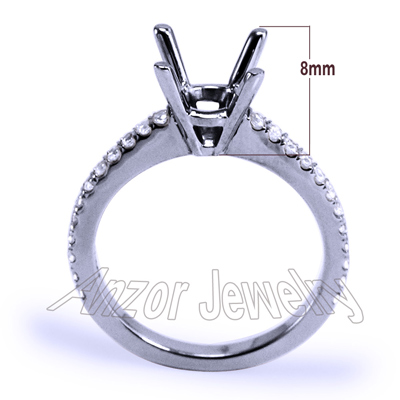 10k White Gold Pave Diamond Engagement Setting R1615