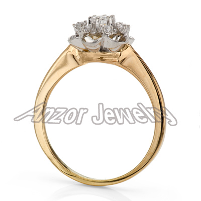 Russian Jewelry 14k Rose & White Gold Diamond Ring R1634