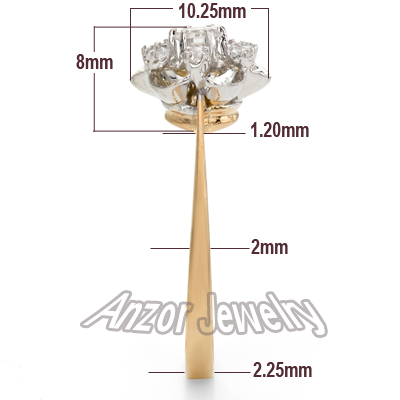 Russian Jewelry 14k Rose & White Gold Diamond Ring R1634