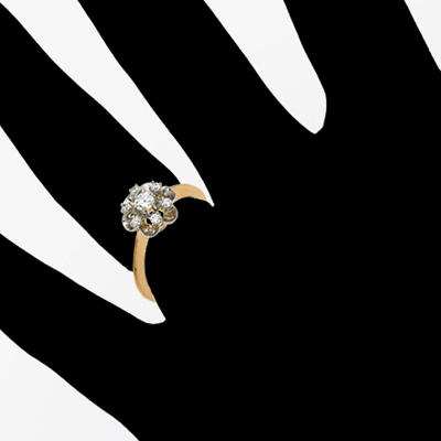 Russian Jewelry 14k Rose & White Gold Diamond Ring R1634