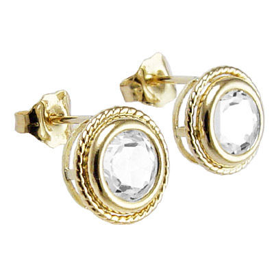 14k Yellow Gold With Topaz Stud Earrings E1071