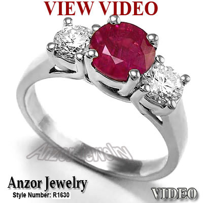 Platinum Ruby Diamond Ring R1630