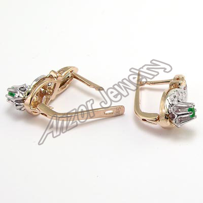 Old Russian Diamond Emerald Earrings E1074