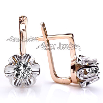 Russian Style Genuine Diamond Earrings 585 E1077
