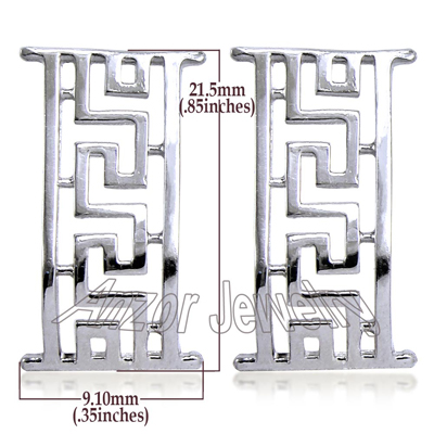 18k White Gold Greek Earrings E1089